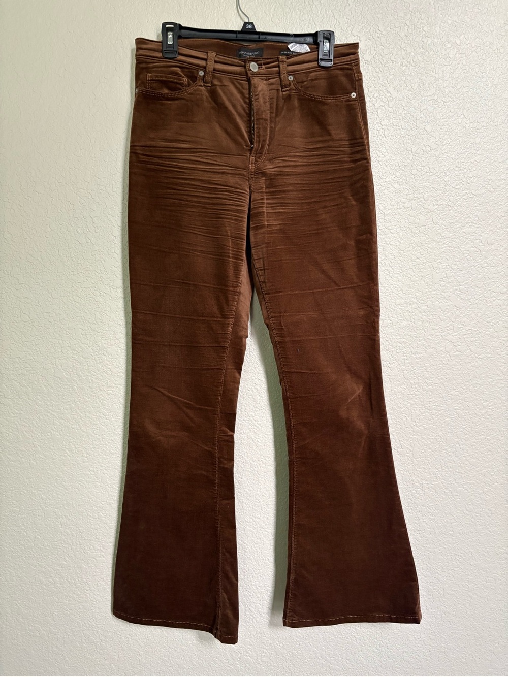 Banana Republic Velvet High Rise Flare Pants in Coconut Brown Size 29
